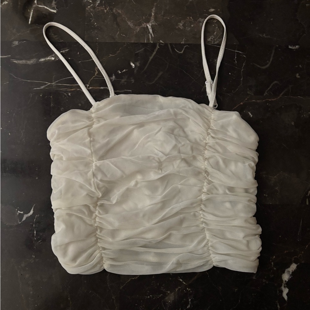 Elegant White Ruched Women's Top